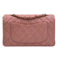 Classic Double Flap Small Iridescent Pink Shoulder Bag in Caviar Leather, Gold hardware