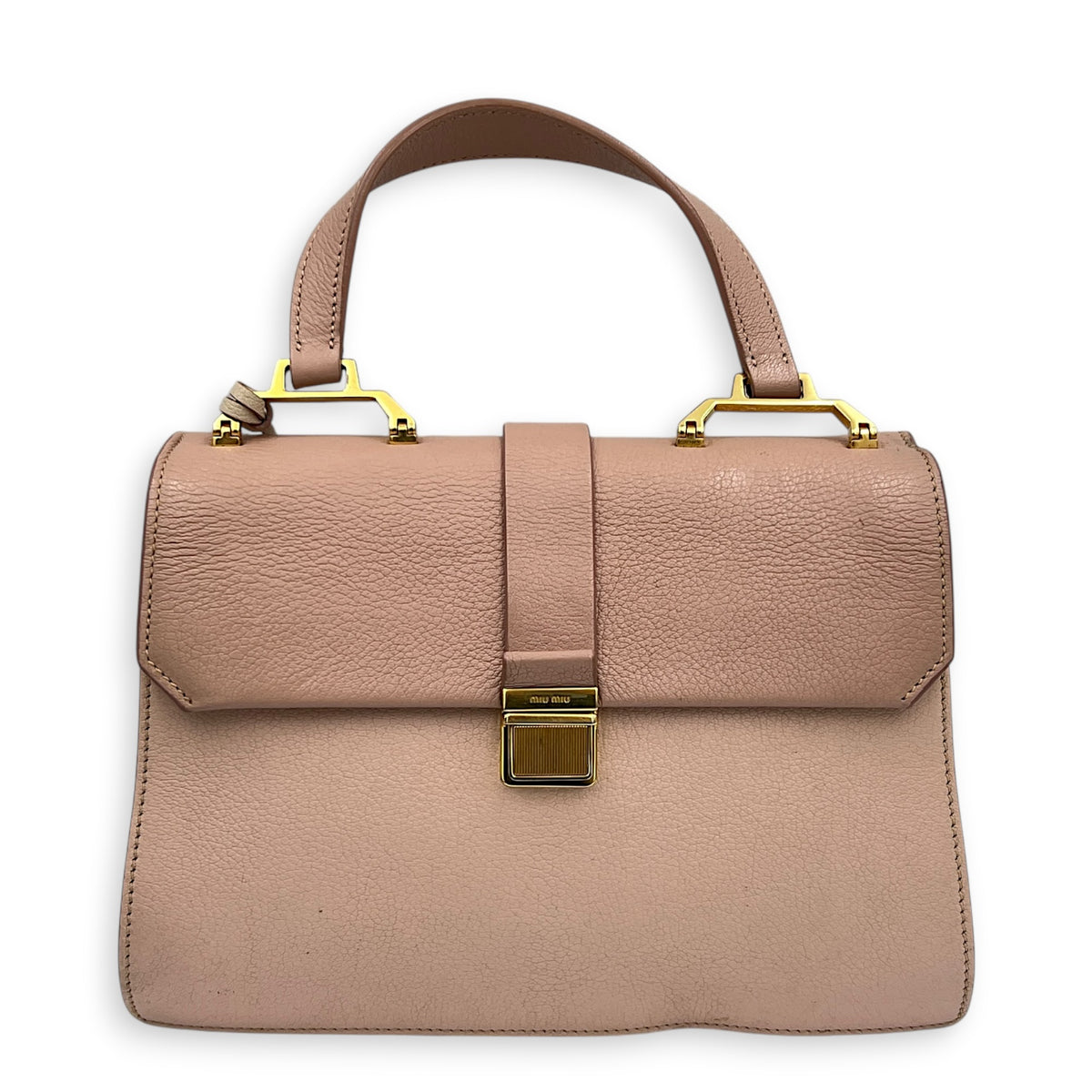 Madras Top Handle Bag Pink in Goat Leather, Gold hardware