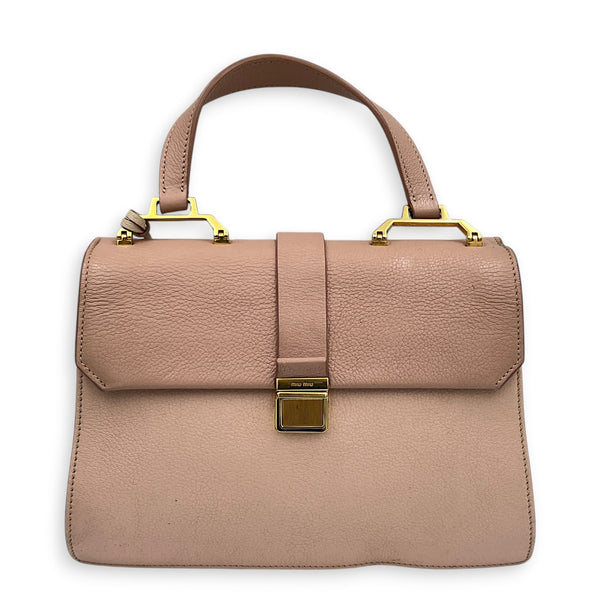 Madras Top Handle Bag Pink in Goat Leather, Gold hardware