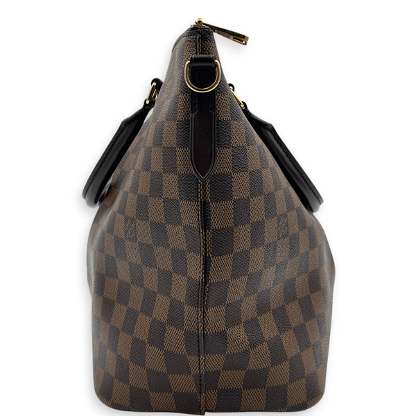 Siena GM Brown Top Handle Bag in Coated Canvas, Gold hardware