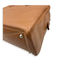 Victoria II 35 Brown Tote Bag in Clemence, Palladium hardware