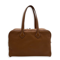 Victoria II 35 Brown Tote Bag in Clemence, Palladium hardware