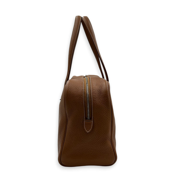 Victoria II 35 Brown Tote Bag in Clemence, Palladium hardware