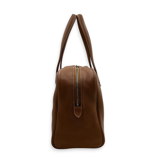 Victoria II 35 Brown Tote Bag in Clemence, Palladium hardware