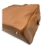 Victoria II 35 Brown Tote Bag in Clemence, Palladium hardware