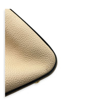 Double V Top Handle Bag White in Calfskin/ Coated Canvas, Gold hardware