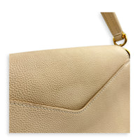 Double V Top Handle Bag White in Calfskin/ Coated Canvas, Gold hardware