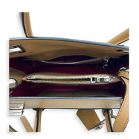 2 Way Turnlock Brown Top Handle Bag in Saffiano Leather, Silver hardware