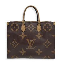OnTheGo GM Brown Tote Bag in Monogram Coated Canvas, Gold hardware
