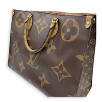 OnTheGo GM Brown Tote Bag in Monogram Coated Canvas, Gold hardware