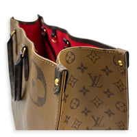 OnTheGo GM Brown Tote Bag in Monogram Coated Canvas, Gold hardware