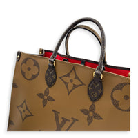 OnTheGo GM Brown Tote Bag in Monogram Coated Canvas, Gold hardware