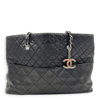 In The Business Black Tote Bag in Calfskin, Silver hardware
