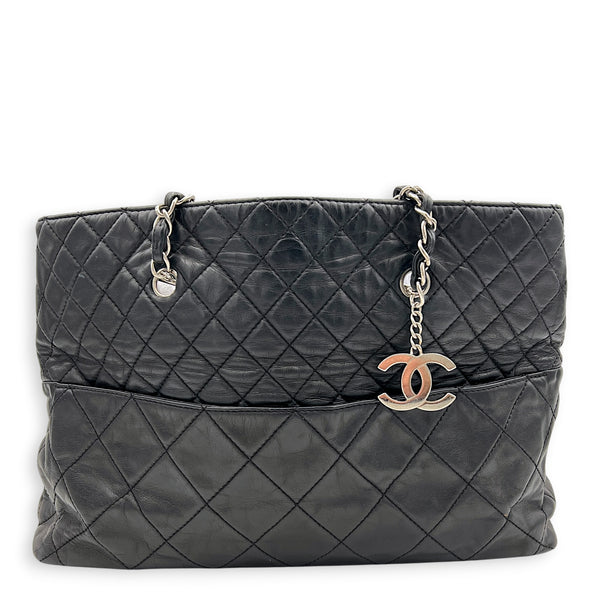 In The Business Black Tote Bag in Calfskin, Silver hardware