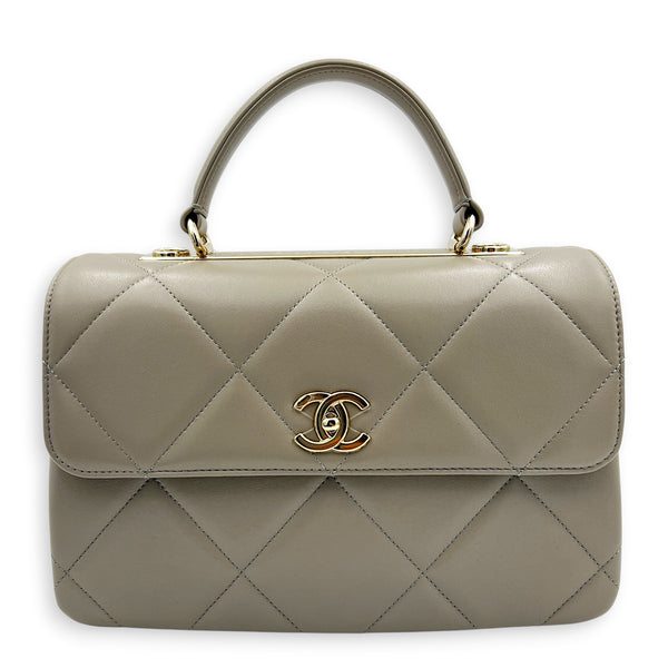 Trendy CC Medium Grey Shoulder Bag in Lambskin, Gold hardware