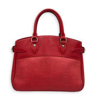Passy Red Top Handle Bag in Epi Leather, Silver hardware