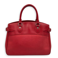 Passy Red Top Handle Bag in Epi Leather, Silver hardware