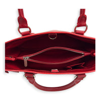 Passy Red Top Handle Bag in Epi Leather, Silver hardware