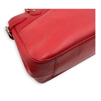 Passy Red Top Handle Bag in Epi Leather, Silver hardware