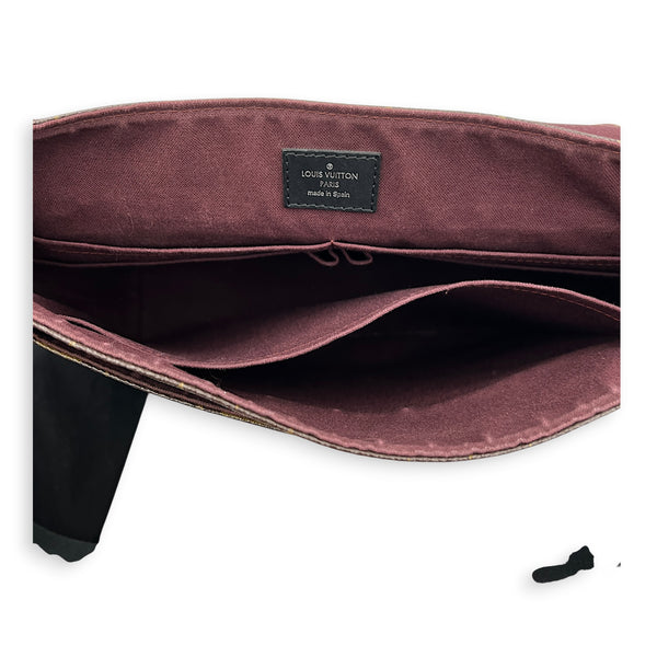 District Brown Shoulder Bag in Monogram Coated Canvas,  hardware