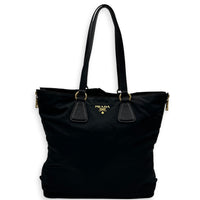 Re-Nylon Tote Bag Black, Gold hardware