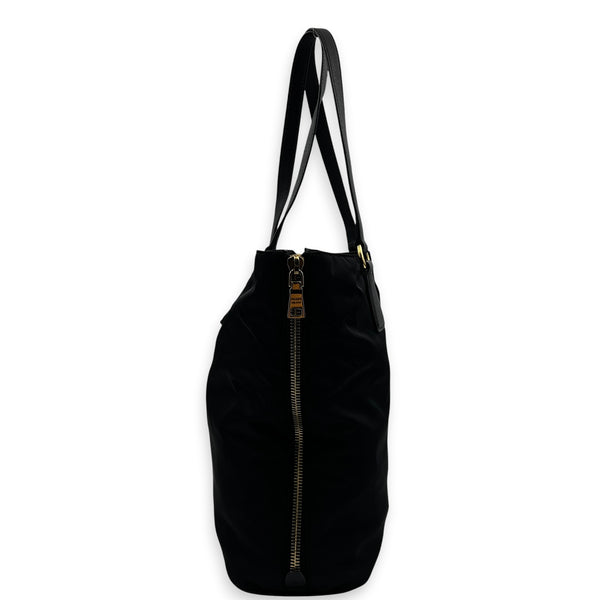 Re-Nylon Tote Bag Black, Gold hardware