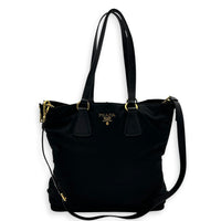 Re-Nylon Tote Bag Black, Gold hardware