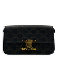 Triomphe Shoulder Bag Brown in Coated Canvas, Gold hardware