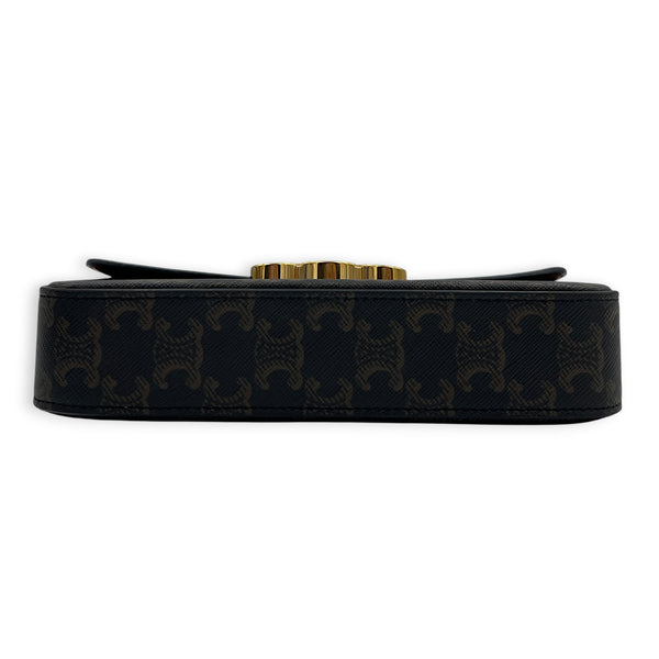 Triomphe Shoulder Bag Brown in Coated Canvas, Gold hardware