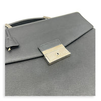 Briefcase Black Briefcase in Saffiano Leather, Silver hardware