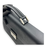 Briefcase Black Briefcase in Saffiano Leather, Silver hardware