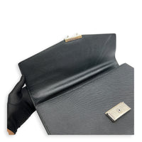 Briefcase Black Briefcase in Saffiano Leather, Silver hardware