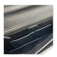Briefcase Black Briefcase in Saffiano Leather, Silver hardware