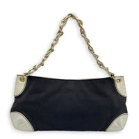 Olsen CC Chain Black Shoulder Bag in Canvas, Gold hardware
