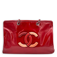 Lipstick Tote Red Tote Bag in Patent Leather, Silver hardware