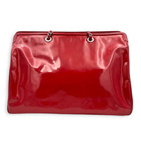 Lipstick Tote Red Tote Bag in Patent Leather, Silver hardware