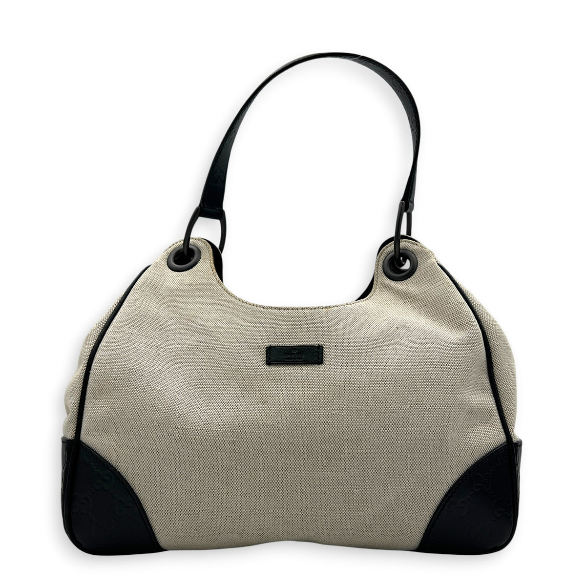 Guccissima Beige Shoulder Bag in Canvas, Gunmetal hardware
