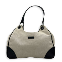 Guccissima Beige Shoulder Bag in Canvas, Gunmetal hardware
