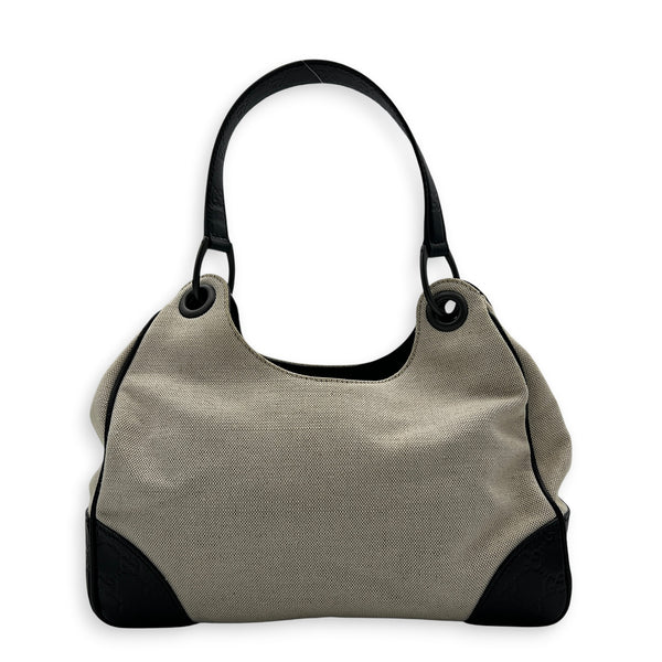 Guccissima Beige Shoulder Bag in Canvas, Gunmetal hardware