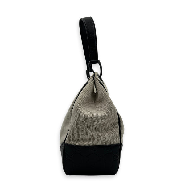 Guccissima Beige Shoulder Bag in Canvas, Gunmetal hardware