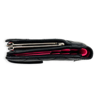 Cambon Compact Black Wallet in Lambskin, Silver hardware