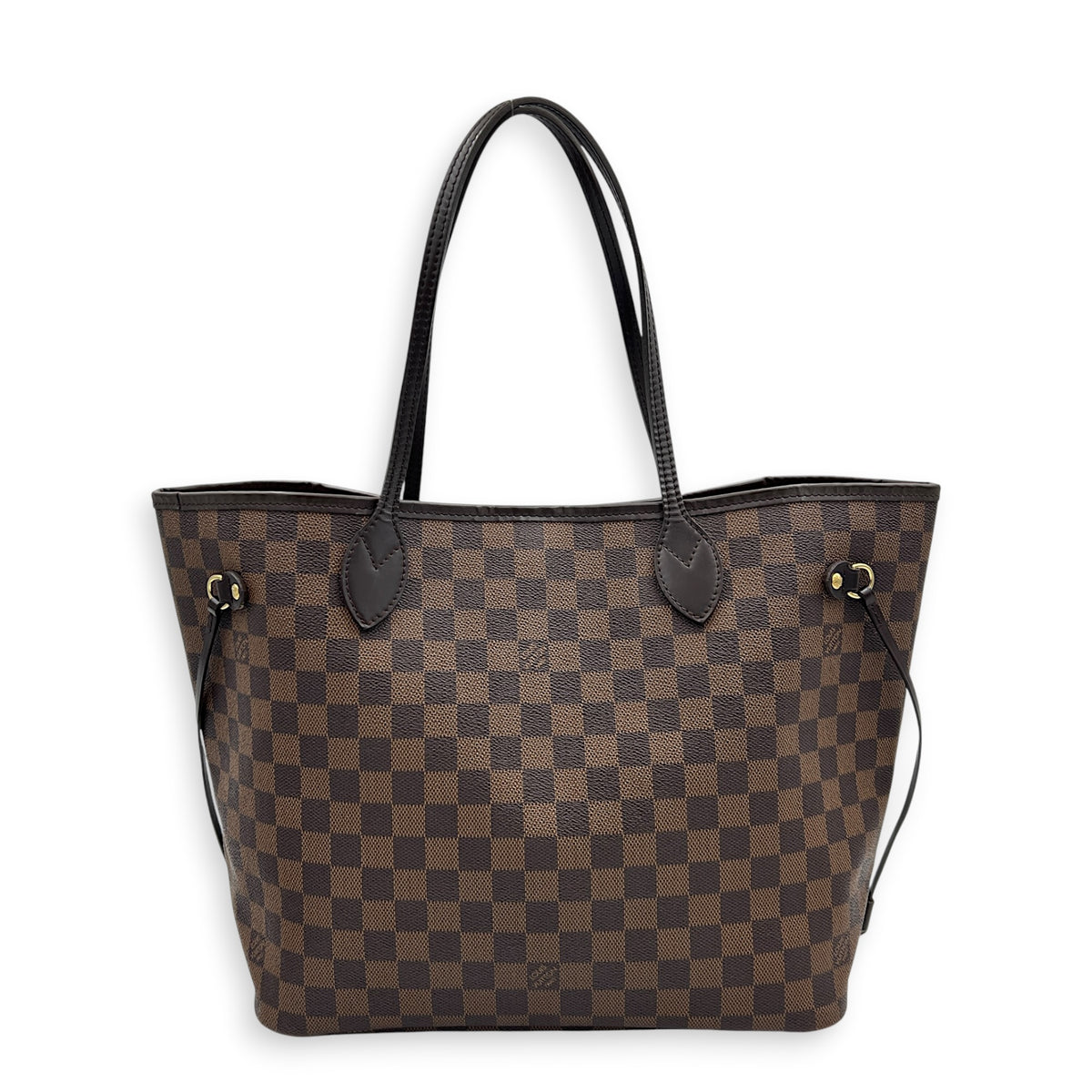 Neverfull MM Damier Ebene Tote Bag in Coated Canvas, Gold hardware