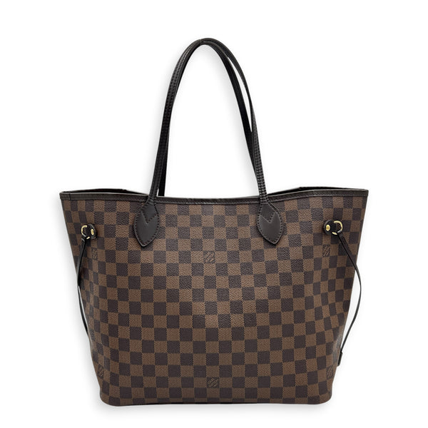 Neverfull MM Damier Ebene Tote Bag in Coated Canvas, Gold hardware