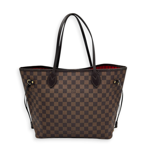 Neverfull MM Damier Ebene Tote Bag in Coated Canvas, Gold hardware