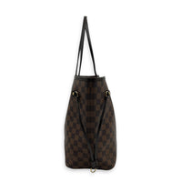 Neverfull MM Damier Ebene Tote Bag in Coated Canvas, Gold hardware