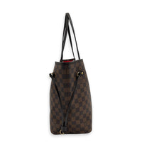 Neverfull MM Damier Ebene Tote Bag in Coated Canvas, Gold hardware