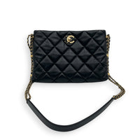 Quilted Crush on Chains Black Shoulder Bag in Lambskin, Gold hardware