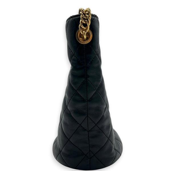 CC Turnlock Charms Chain Bucket Bag Black in Lambskin, Gold hardware