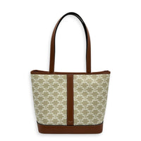 Triomphe Shoulder Bag Beige in Coated Canvas, Gold hardware