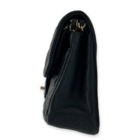 Classic Double Flap Small Blue Shoulder Bag in Caviar Leather, Gold hardware